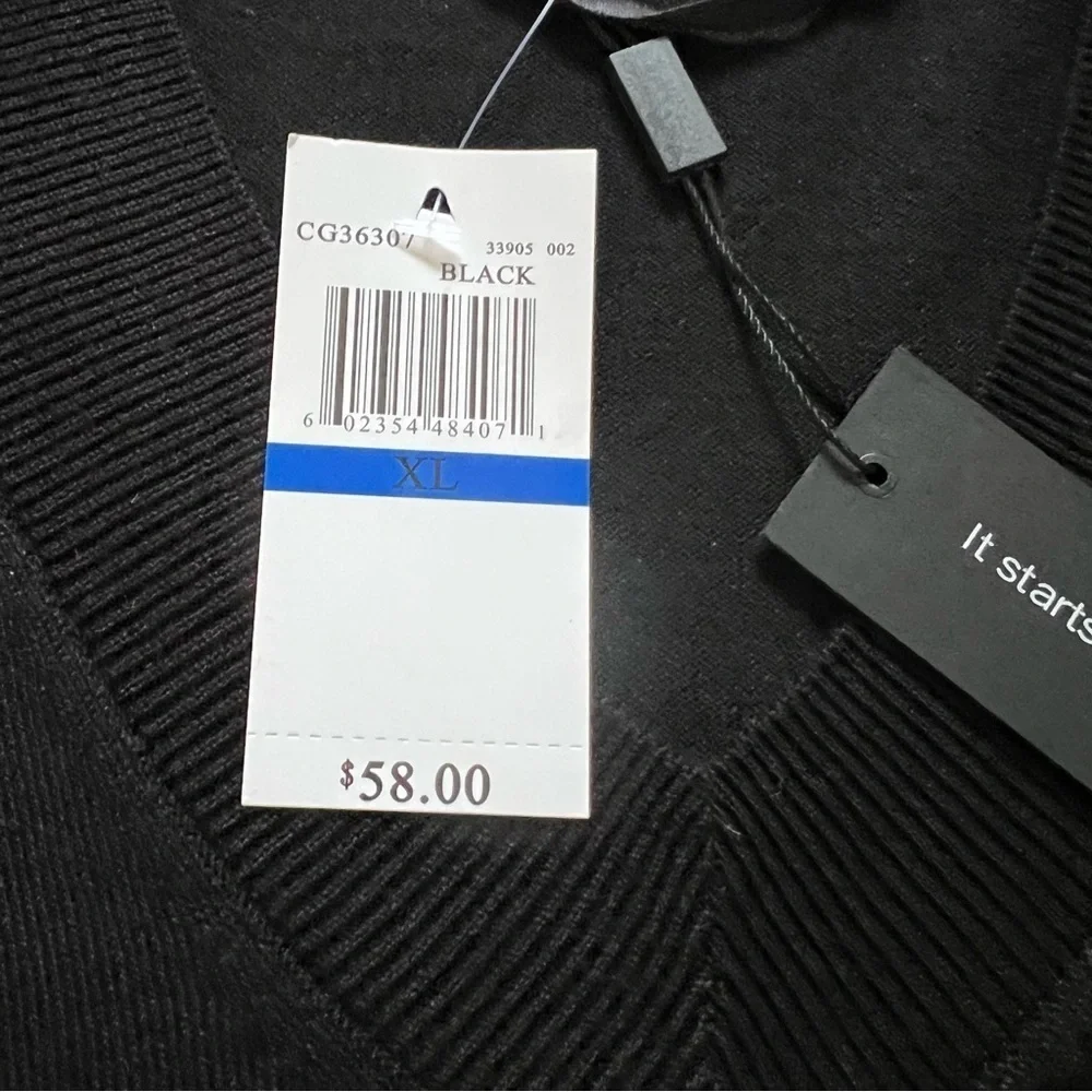 NWT Cable & Gauge V Neck Long Sleeves Black Knit Sweater Straight Fit Women's XL